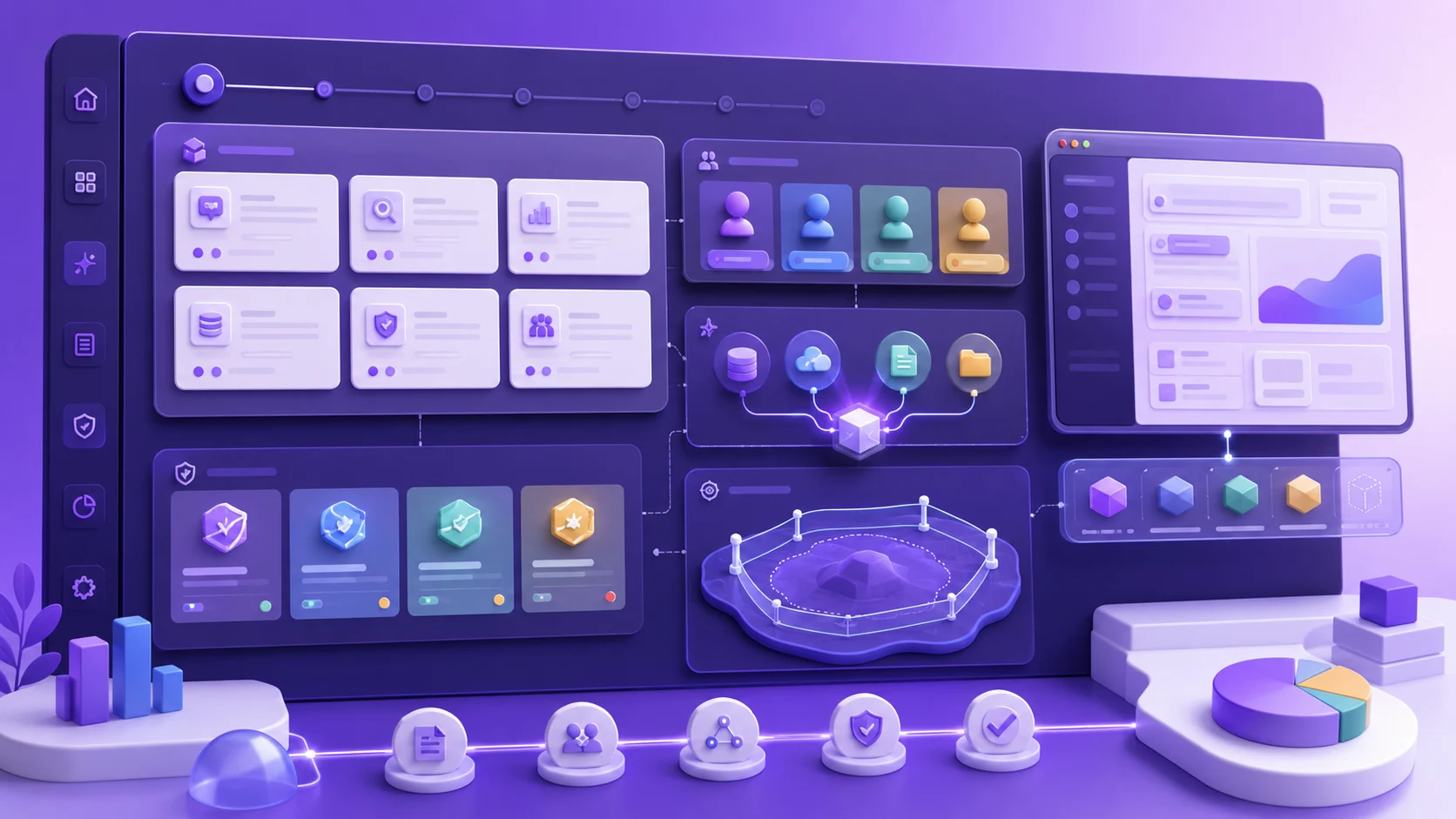 Blauwe automatiseringskaart met workflow scan